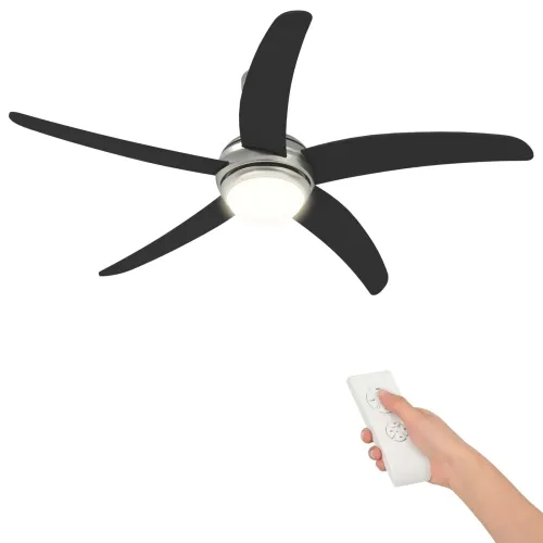 Ventilator za strop s svjetlom i daljinskim upravljačem Crna - Crna 130 cm s 5 oštrica Cijena