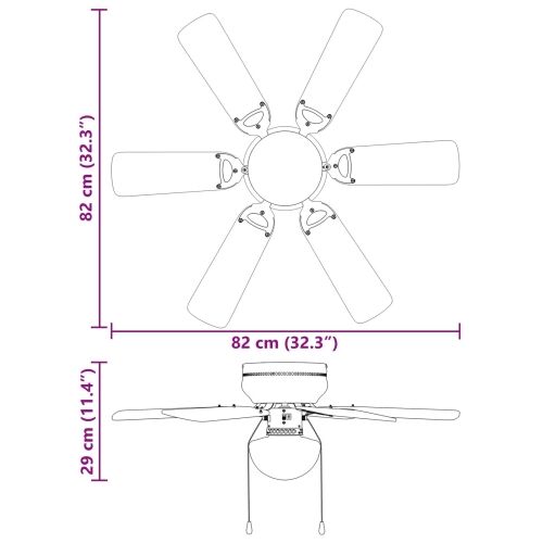 Stropni ventilator s osvjetljenjem Ø 82 cm Crna - Crna 82 cm s s 6 oštrica Cijena