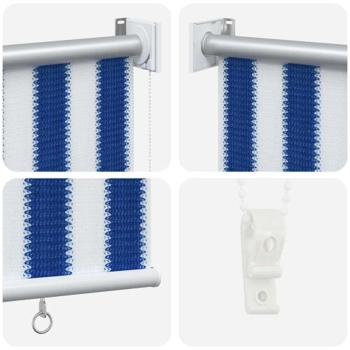 Vanjska roleta 90% blokada UV zraka Plava i bijela pruga HDPE - Plava i bijela pruga 240 x 140 cm Cijena