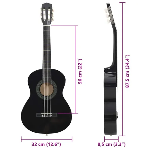 Klasična gitara za početnike i djecu crna 1/2 34 - Crna 1/2 34 Cijena