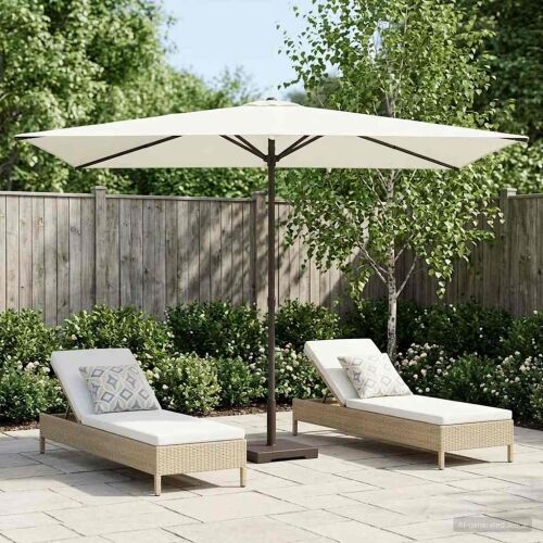 Vrtni suncobran 200 x 300 cm Poliester Pravokutni Krem - Krem 2 x 3 m bez baze Cijena