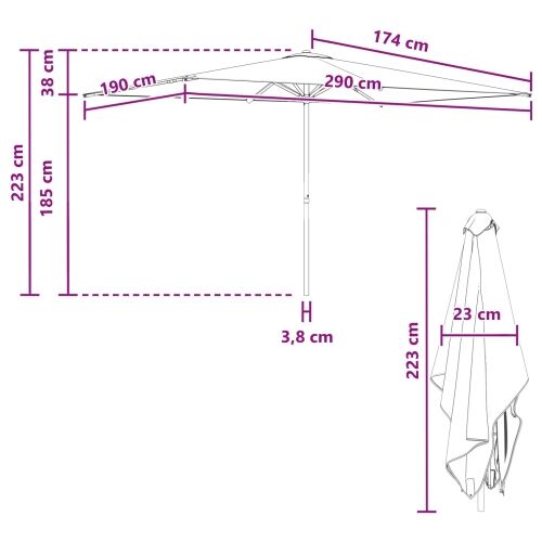 Vrtni suncobran 200 x 300 cm Poliester Pravokutni Žuta i bijela - Žuta i bijela 2 x 3 m bez baze Cijena