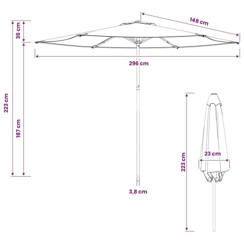 Vrtni suncobran 300 x 300 cm Poliester Pravokutni - Bordo crvena 3 x 3 m bez baze Cijena