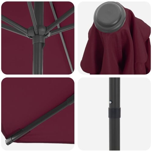 Vrtni suncobran 300 x 300 cm Poliester Pravokutni - Bordo crvena 3 x 3 m bez baze Cijena