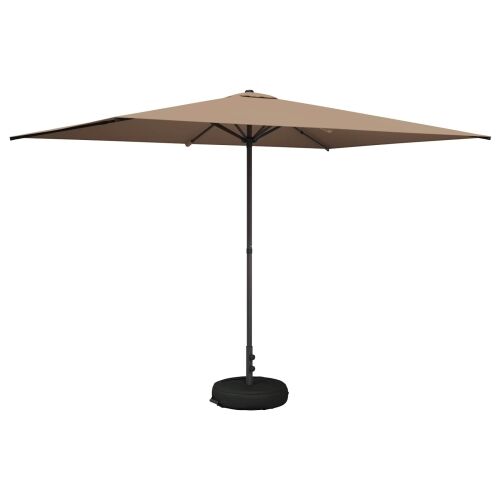 Vrtni Parasol s Podnožjem 200 x 300 cm Poliester Pravokutni - Sivosmeđa 2 x 3 m s podlogom Cijena
