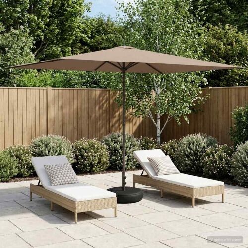 Vrtni Parasol s Podnožjem 200 x 300 cm Poliester Pravokutni - Sivosmeđa 2 x 3 m s podlogom Cijena
