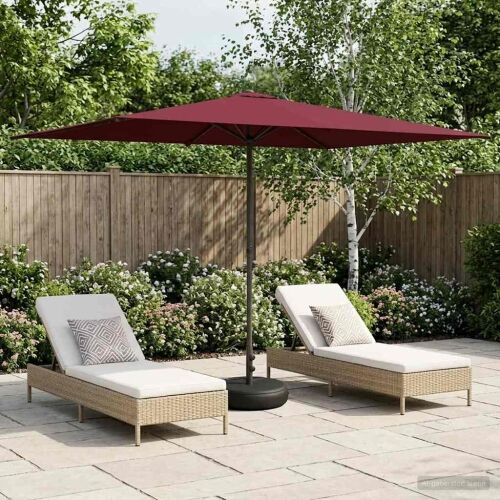 Vrtni Parasol s Podnožjem 200 x 300 cm Poliester Pravokutni - Bordo crvena 2 x 3 m s podlogom Cijena
