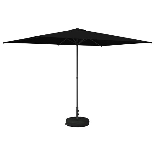 Vrtni Parasol s Podnožjem 200 x 300 cm Poliester Pravokutni - Crna 2 x 3 m s podlogom Cijena