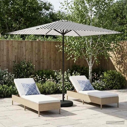Vrtni Parasol s Podnožjem 200 x 300 cm Poliester Pravokutni - Crno i bijelo 2 x 3 m s podlogom Cijena