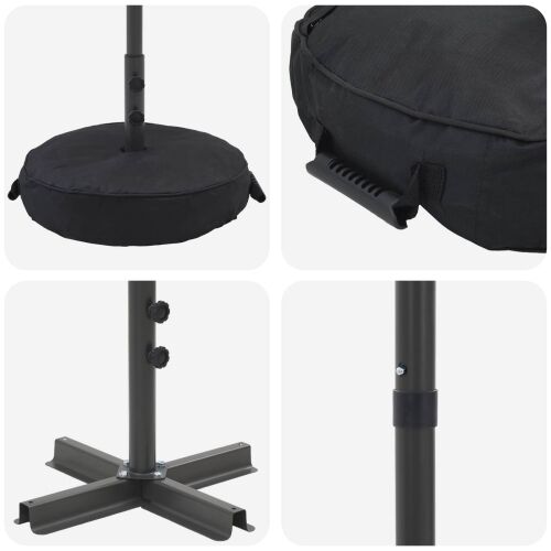 Vrtni Parasol s Podnožjem 230 x 230 cm Poliester Pravokutni - Krem 2,3 x 2,3 m s podlogom Cijena