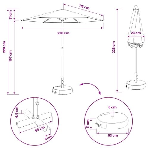 Vrtni Parasol s Podnožjem 230 x 230 cm Poliester Pravokutni - Krem 2,3 x 2,3 m s podlogom Cijena