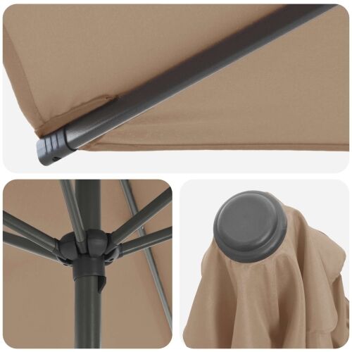 Vrtni Parasol s Podnožjem 230 x 230 cm Poliester Pravokutni - Sivosmeđa 2,3 x 2,3 m s podlogom Cijena