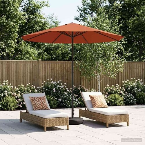 Vrtni Parasol s Podnožjem 230 x 230 cm Poliester Pravokutni - Terakota 2,3 x 2,3 m s podlogom Cijena