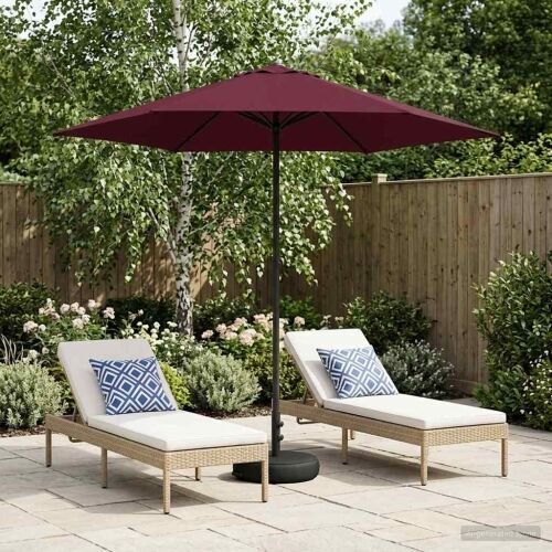 Vrtni Parasol s Podnožjem 230 x 230 cm Poliester Pravokutni - Bordo crvena 2,3 x 2,3 m s podlogom Cijena