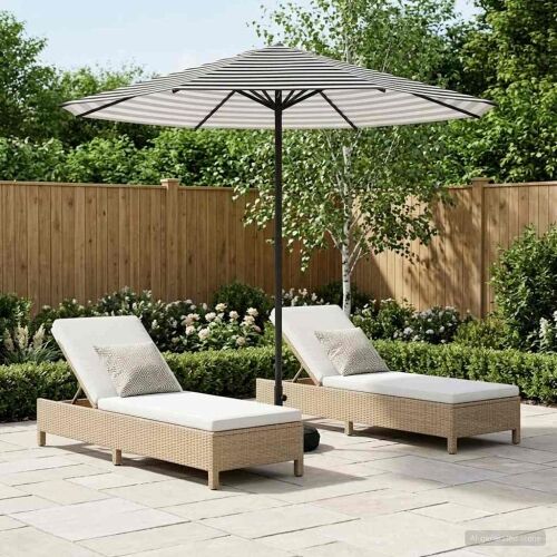 Vrtni Parasol s Podnožjem 230 x 230 cm Poliester Pravokutni - Crno i bijelo 2,3 x 2,3 m s podlogom Cijena