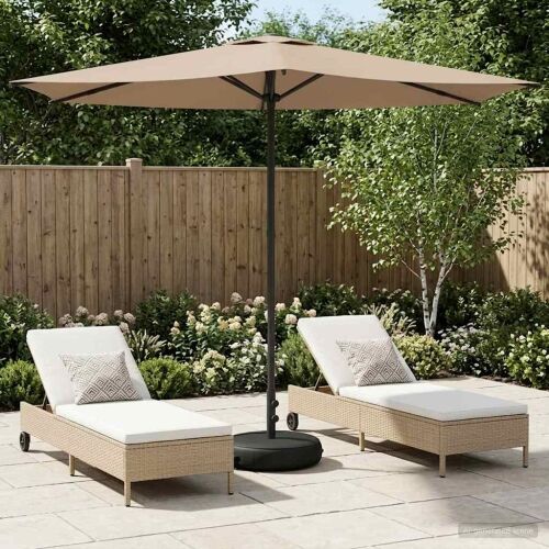 Vrtni Parasol s Podnožjem 270 x 270 cm Poliester Pravokutni - Sivosmeđa 2,7 x 2,7 m s podlogom Cijena