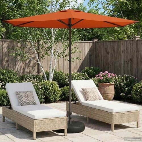 Vrtni Parasol s Podnožjem 270 x 270 cm Poliester Pravokutni - Terakota 2,7 x 2,7 m s podlogom Cijena