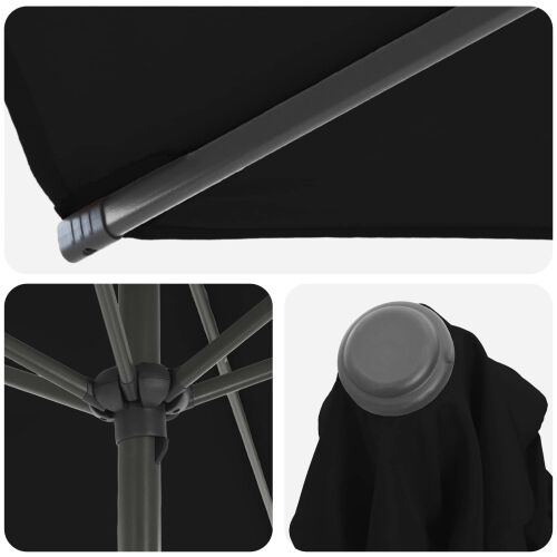 Vrtni Parasol s Podnožjem 270 x 270 cm Poliester Pravokutni - Crna 2,7 x 2,7 m s podlogom Cijena