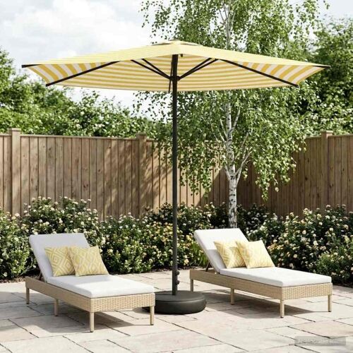 Vrtni Parasol s Podnožjem 270 x 270 cm Poliester Pravokutni - Žuta i bijela 2,7 x 2,7 m s podlogom Cijena