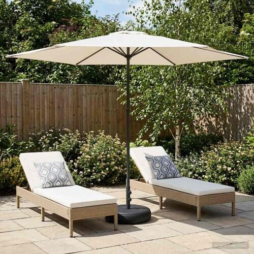 Vrtni Parasol s Podnožjem 300 x 300 cm Poliester Pravokutni - Krem 3 x 3 m s podlogom Cijena