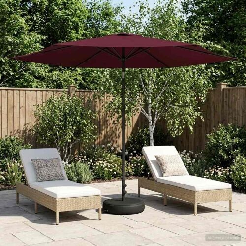Vrtni Parasol s Podnožjem 300 x 300 cm Poliester Pravokutni - Bordo crvena 3 x 3 m s podlogom Cijena