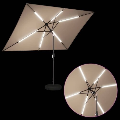 Suncobran za vrt s LED svjetlima i postoljem 200 x 300 cm - Sivosmeđa 2 x 3 m Cijena