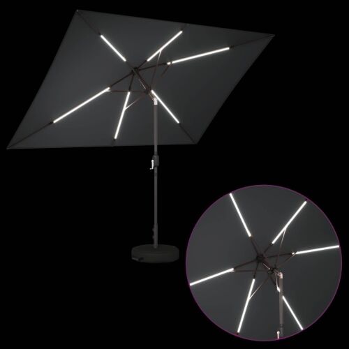 Suncobran za vrt s LED svjetlima i postoljem 200 x 300 cm - Antracit 2 x 3 m Cijena