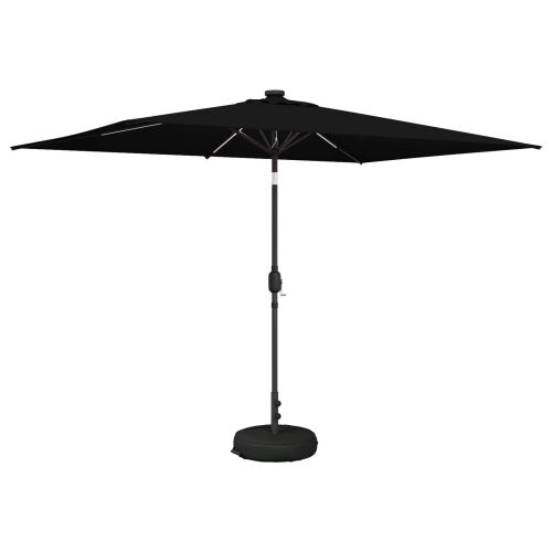 Suncobran za vrt s LED svjetlima i postoljem 200 x 300 cm - Crna 2 x 3 m Cijena