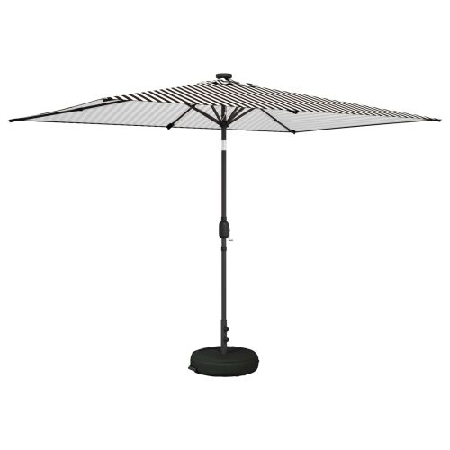 Suncobran za vrt s LED svjetlima i postoljem 200 x 300 cm - Crno i bijelo 2 x 3 m Cijena