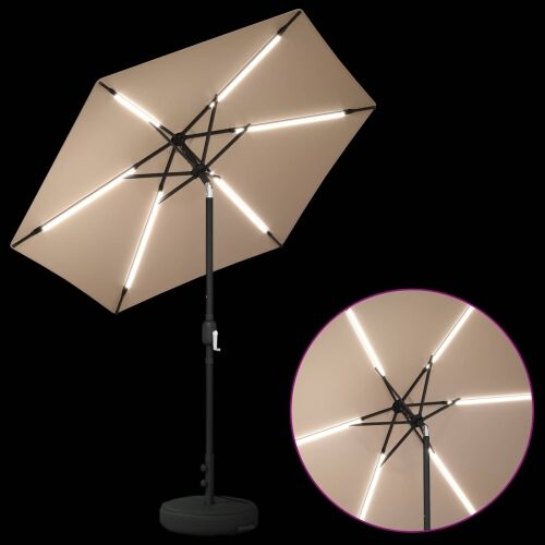 Suncobran za vrt s LED svjetlima i postoljem 230 x 230 cm - Sivosmeđa 2,3 x 2,3 m Cijena