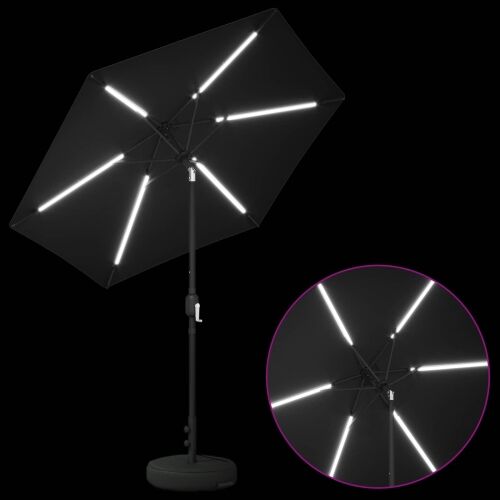Suncobran za vrt s LED svjetlima i postoljem 230 x 230 cm - Crna 2,3 x 2,3 m Cijena
