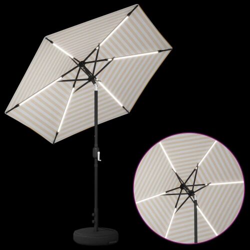 Suncobran za vrt s LED svjetlima i postoljem 230 x 230 cm - Žuta i bijela 2,3 x 2,3 m Cijena
