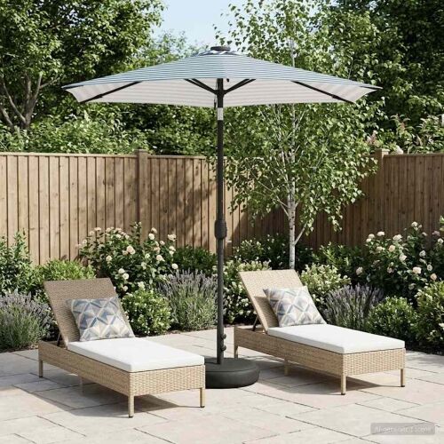 Suncobran za vrt s LED svjetlima i postoljem 230 x 230 cm - Plava i bijela 2,3 x 2,3 m Cijena