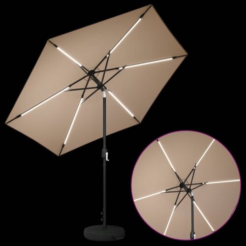 Suncobran za vrt s LED svjetlima i postoljem 270 x 270 cm - Sivosmeđa 2,7 x 2,7 m Cijena