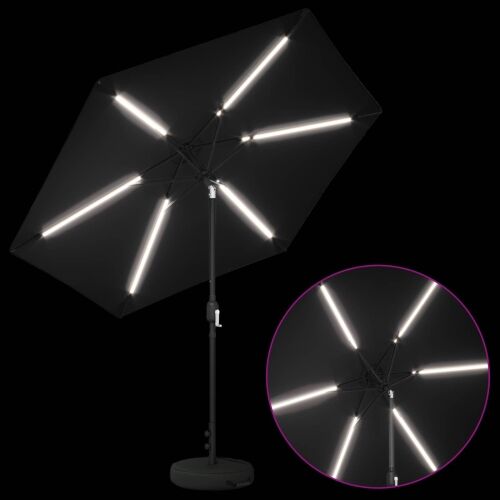 Suncobran za vrt s LED svjetlima i postoljem 270 x 270 cm - Crna 2,7 x 2,7 m Cijena