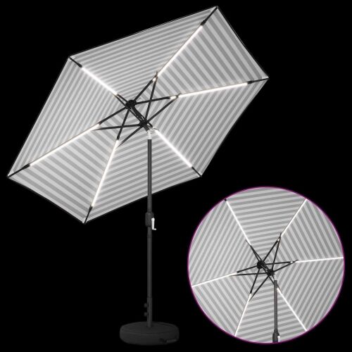 Suncobran za vrt s LED svjetlima i postoljem 270 x 270 cm - Crno i bijelo 2,7 x 2,7 m Cijena