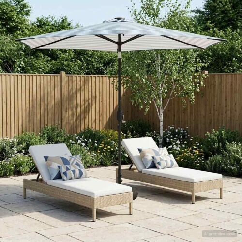 Suncobran za vrt s LED svjetlima i postoljem 270 x 270 cm - Plava i bijela 2,7 x 2,7 m Cijena