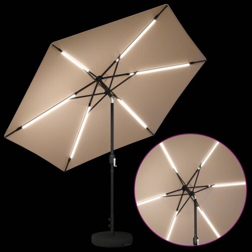 Suncobran za vrt s LED svjetlima i postoljem 300 x 300 cm - Sivosmeđa 3 x 3 m Cijena