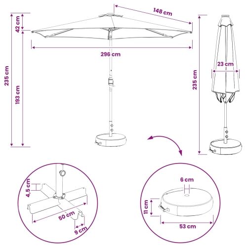 Suncobran za vrt s LED svjetlima i postoljem 300 x 300 cm - Antracit 3 x 3 m Cijena