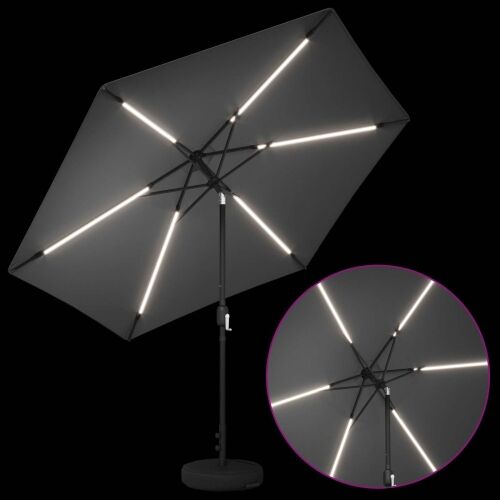 Suncobran za vrt s LED svjetlima i postoljem 300 x 300 cm - Antracit 3 x 3 m Cijena