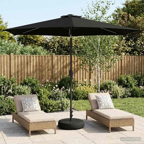 Suncobran za vrt s LED svjetlima i postoljem 300 x 300 cm - Crna 3 x 3 m Cijena