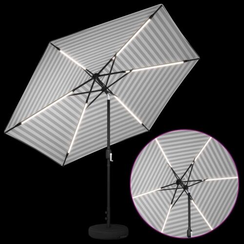 Suncobran za vrt s LED svjetlima i postoljem 300 x 300 cm - Crno i bijelo 3 x 3 m Cijena