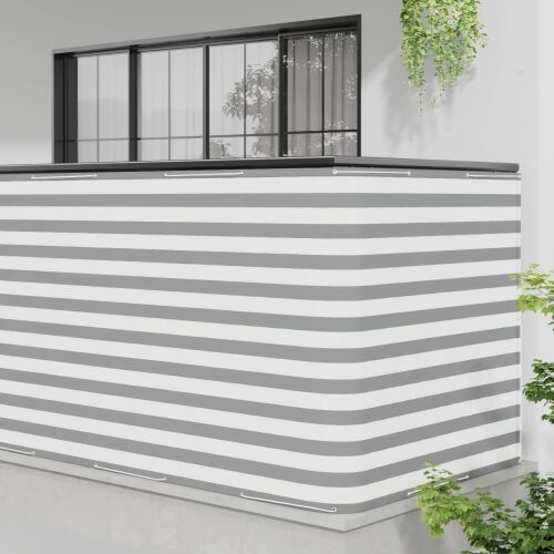 Zaslon za privatnost na balkonu 150 x 500 cm - Svijetlosiva i bijela 150 x 500 cm Cijena