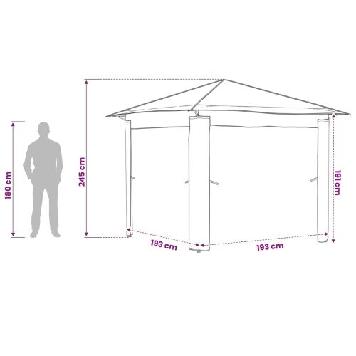 Gazebo bez bočne strane 2,6 x 2,6 m Svjetlosiva i antracit - Svjetlosiva i antracit Bez bočnog zida Cijena