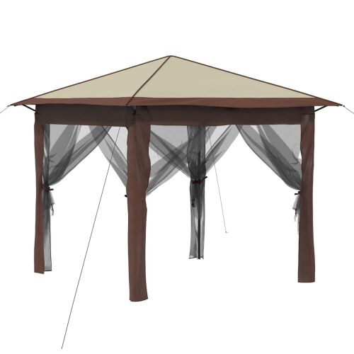 Gazebo s 4 bočne strane 2,6 x 2,6 m Krema i smeđa - Krema i smeđa s 4 bočna zida Cijena