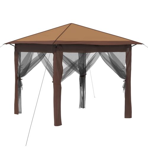 Gazebo s 4 bočne strane 2,6 x 2,6 m Bež i smeđa - Bež i smeđa s 4 bočna zida Cijena