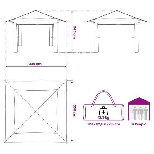 Gazebo bez bočne strane Krem i Antracit - Krema i antracit Bez bočnog zida Cijena