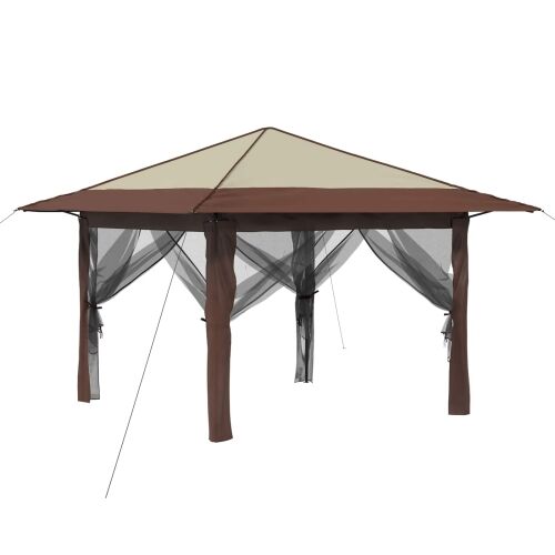 Gazebo s 4 bočne strane Krema i smeđa - Krema i smeđa s 4 bočna zida Cijena