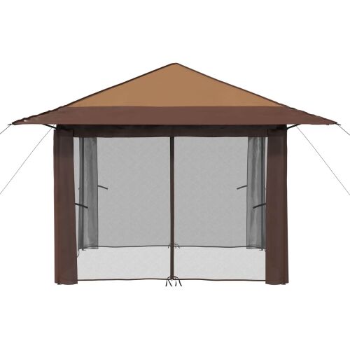 Gazebo s 4 bočne strane 3,3 x 3,3 m Bež i smeđa - Bež i smeđa s 4 bočna zida Cijena