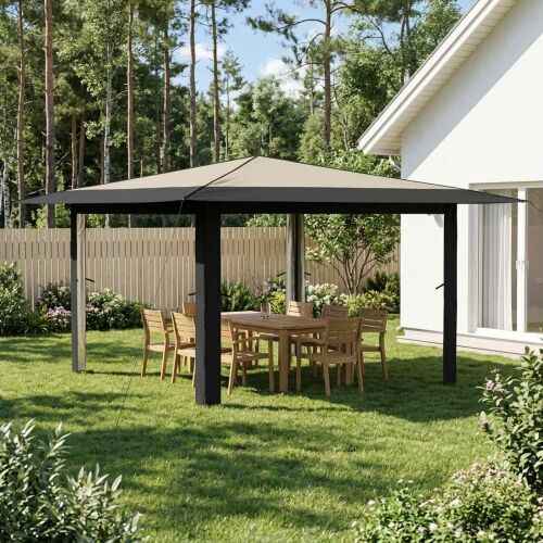 Gazebo bez bočnih strana 4 x 4 m Krem i Antracit - Krema i antracit Bez bočnog zida Cijena